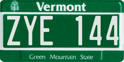 VT license plate ZYE144