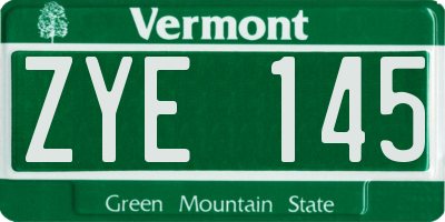 VT license plate ZYE145
