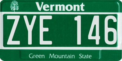 VT license plate ZYE146