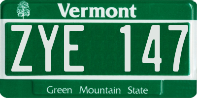 VT license plate ZYE147
