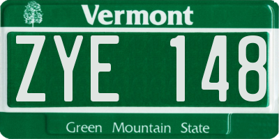 VT license plate ZYE148