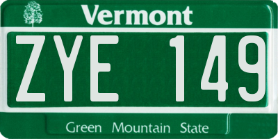 VT license plate ZYE149