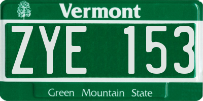 VT license plate ZYE153