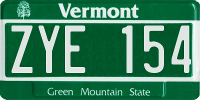 VT license plate ZYE154