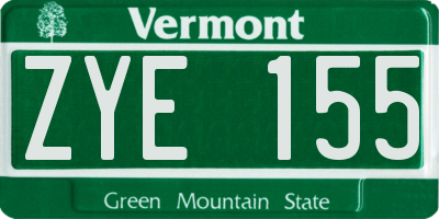 VT license plate ZYE155
