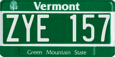 VT license plate ZYE157