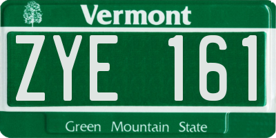 VT license plate ZYE161