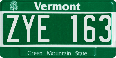 VT license plate ZYE163