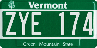 VT license plate ZYE174
