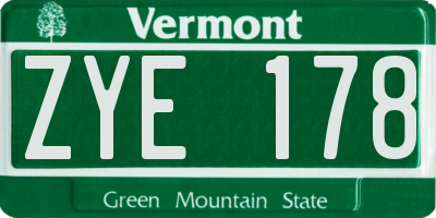 VT license plate ZYE178