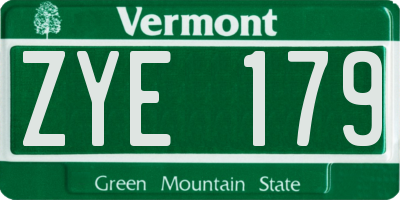 VT license plate ZYE179