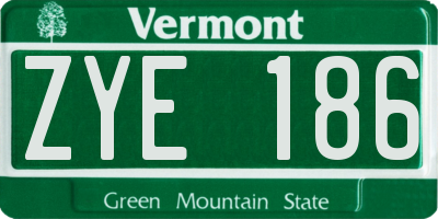 VT license plate ZYE186