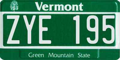 VT license plate ZYE195