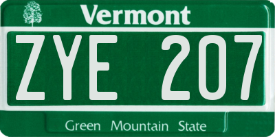 VT license plate ZYE207