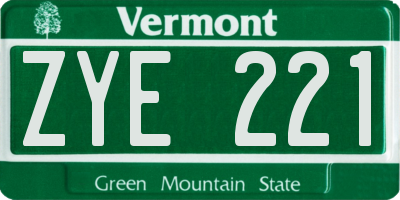 VT license plate ZYE221