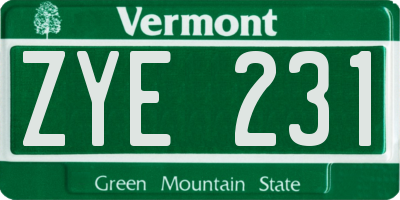 VT license plate ZYE231