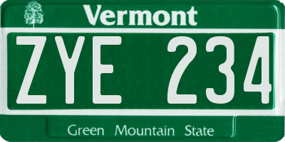 VT license plate ZYE234