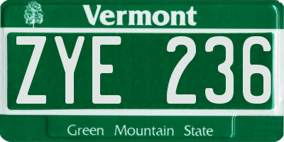 VT license plate ZYE236