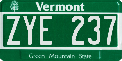 VT license plate ZYE237