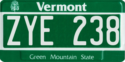 VT license plate ZYE238