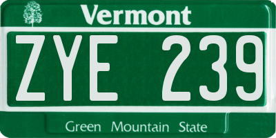VT license plate ZYE239