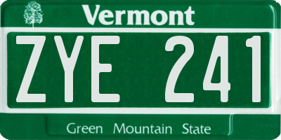 VT license plate ZYE241