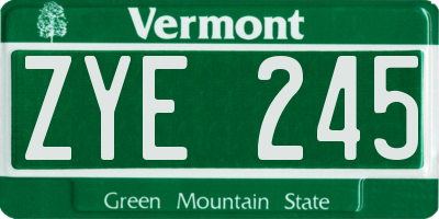 VT license plate ZYE245