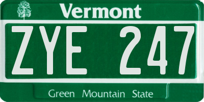 VT license plate ZYE247