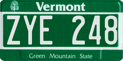 VT license plate ZYE248