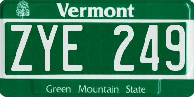 VT license plate ZYE249
