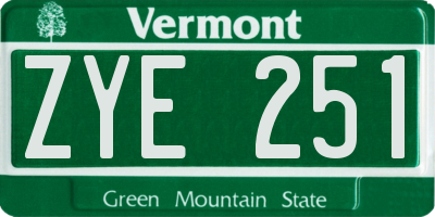 VT license plate ZYE251