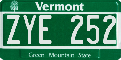 VT license plate ZYE252