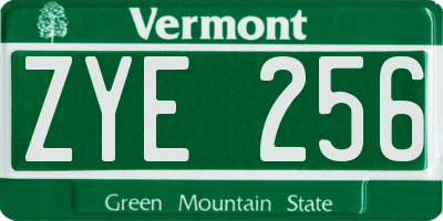 VT license plate ZYE256