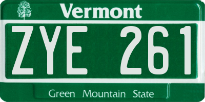 VT license plate ZYE261