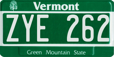 VT license plate ZYE262