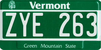 VT license plate ZYE263