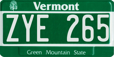 VT license plate ZYE265