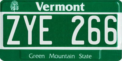 VT license plate ZYE266