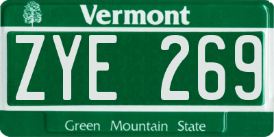 VT license plate ZYE269