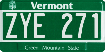 VT license plate ZYE271