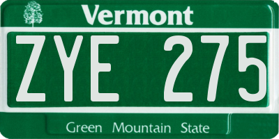 VT license plate ZYE275