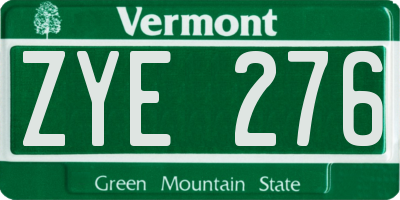 VT license plate ZYE276
