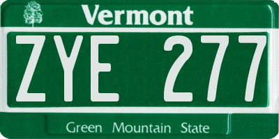 VT license plate ZYE277