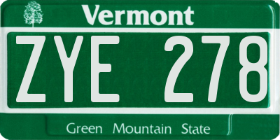 VT license plate ZYE278