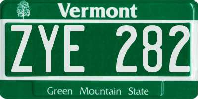 VT license plate ZYE282