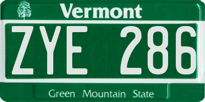 VT license plate ZYE286
