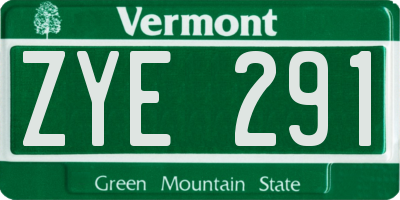 VT license plate ZYE291