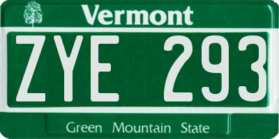 VT license plate ZYE293