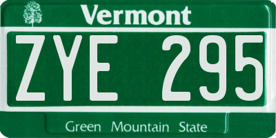 VT license plate ZYE295