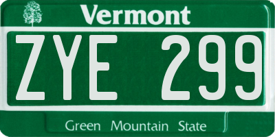 VT license plate ZYE299